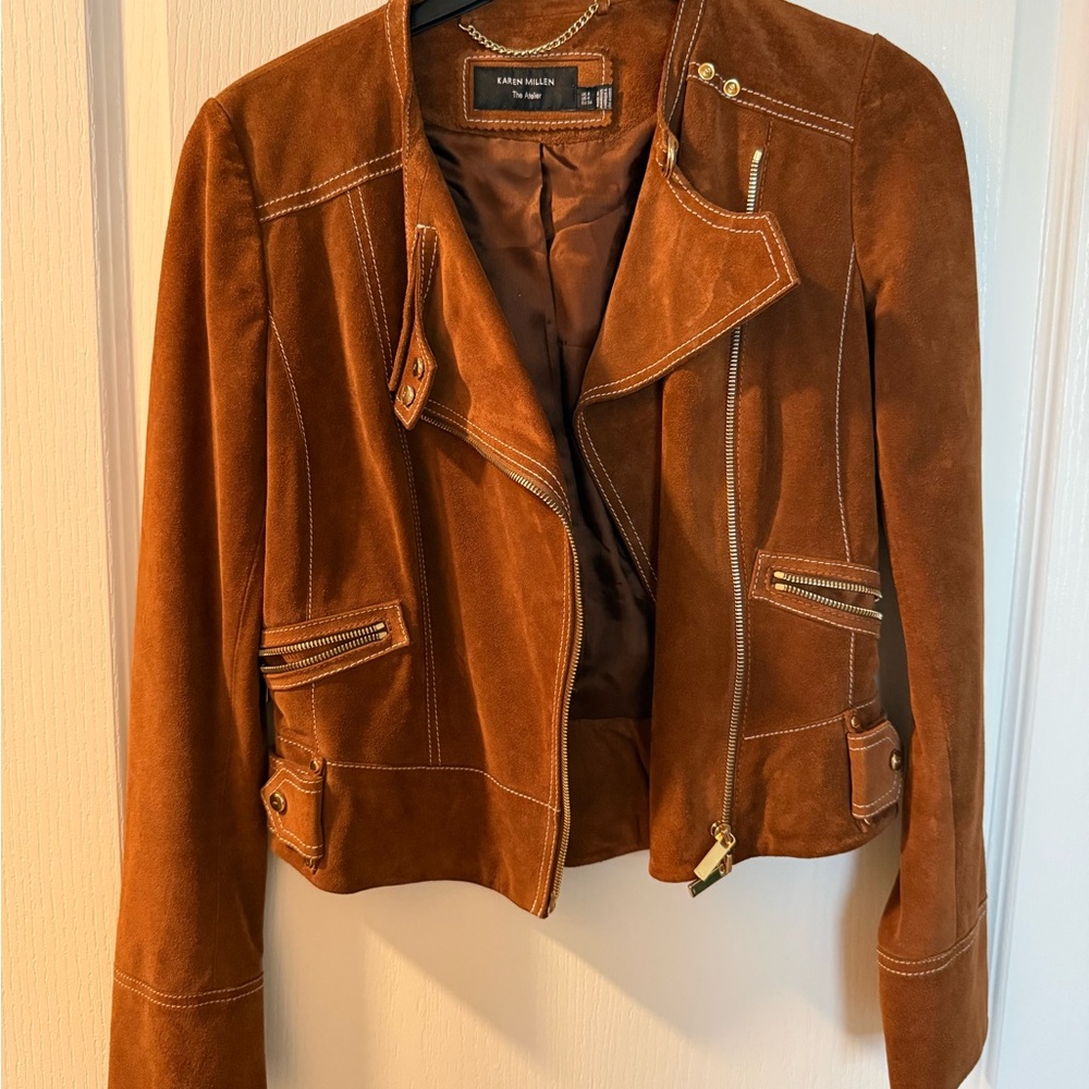 Karen Millen Tan Suede Leather Jacket